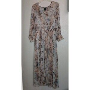 KATE and LILY Plus Size 14 Snake Print Maxi Dress Boho Chic Sheer Chiffon Belted